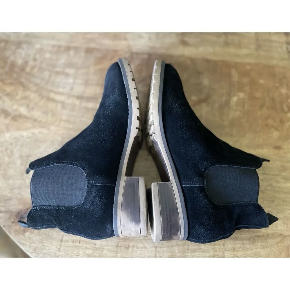 KENSIE Genuine Black Suede Women’s Pull On Chelsea Boot Size 6.5 M